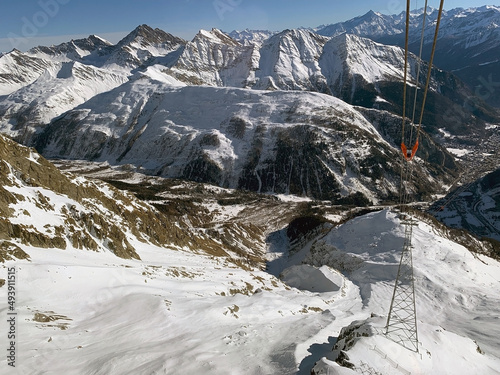 Along the Skyway Monte Bianco at Courmayeur town, Italy