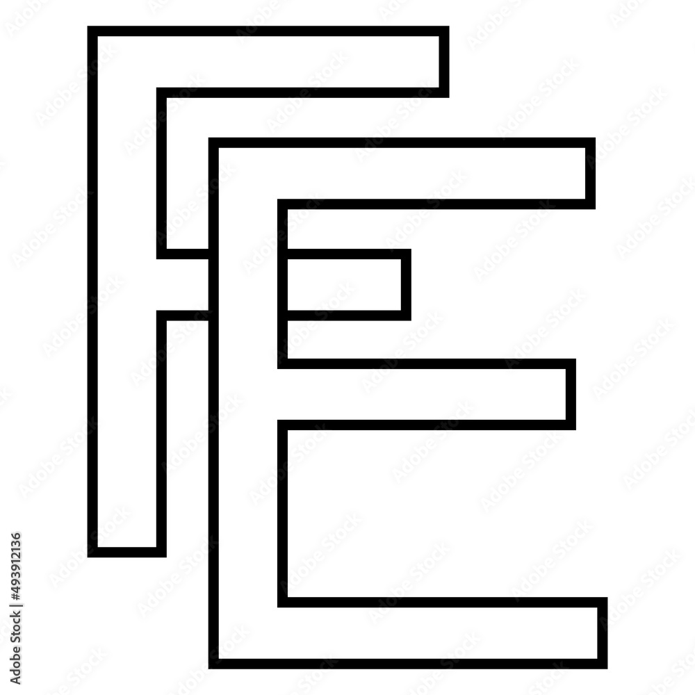 Logo sign, fe ef icon nft fe interlaced, letters f e Logo sign, fe ef icon nft fe interlaced, letters f e