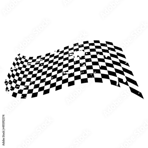 Grunge waing car race flag with scratches vector illustration. photo