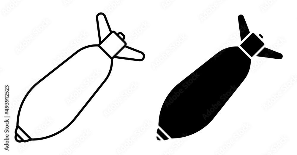 Offensive Shell Linear icon, Bomb, mortar shell, offensive weapon during combat. Simple ...
