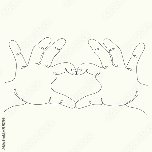two hands a heart in one line