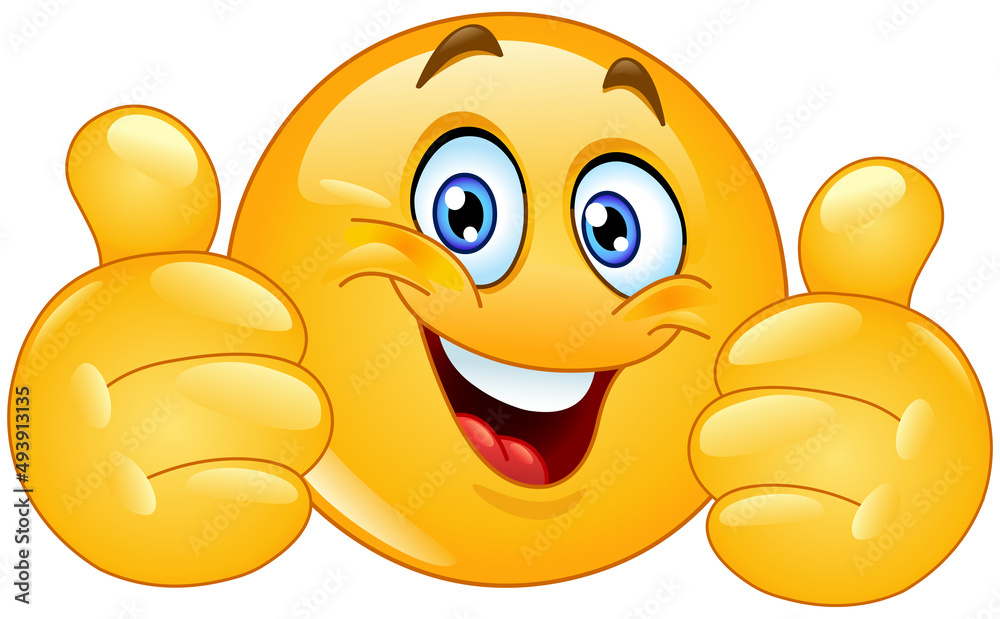 Happy emoji emoticon showing double thumbs up like Stock 벡터 Adobe Stock