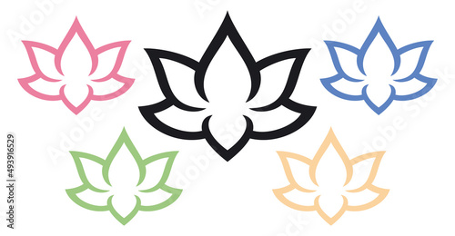Set of illustrations of lotus flowers