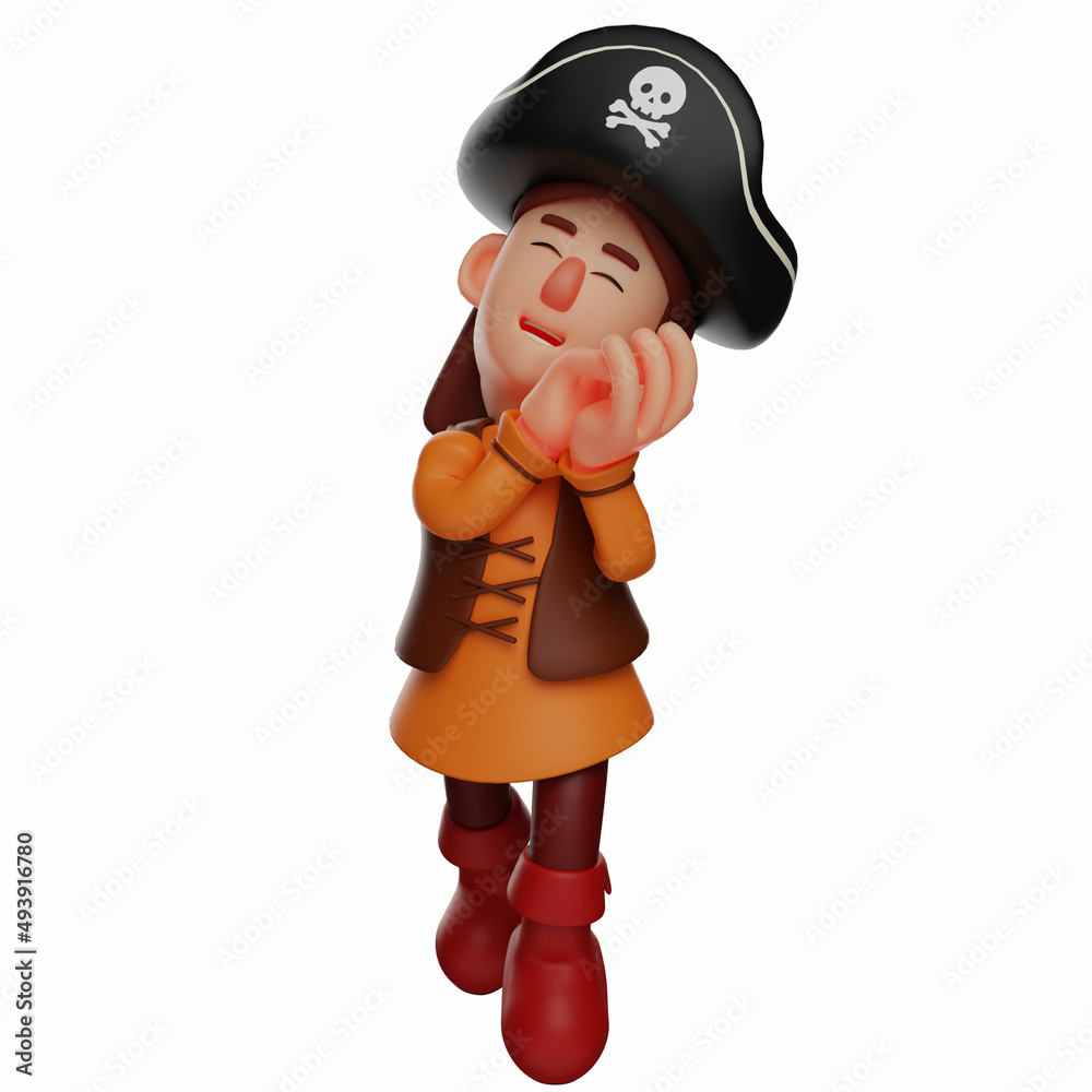 3D Pirate Cartoon Picture showing the funny pose