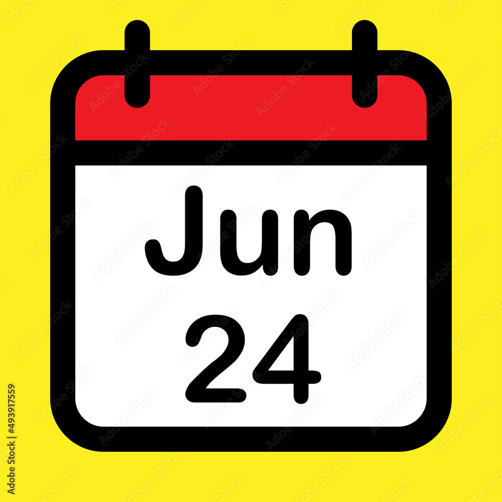 Calendar icon twenty fourth June Calendar icon twenty fourth June