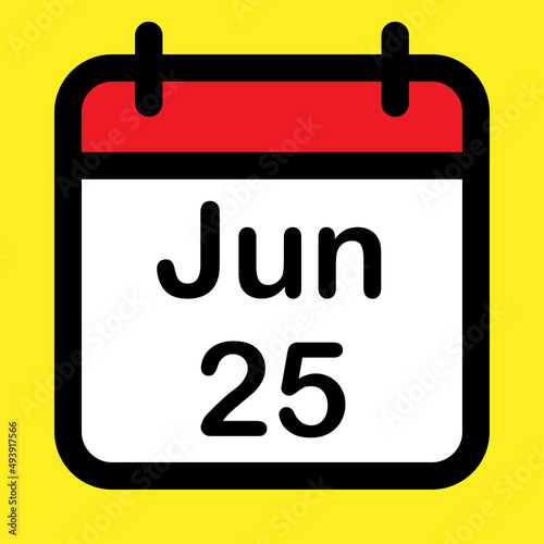 Calendar icon twenty fifth June