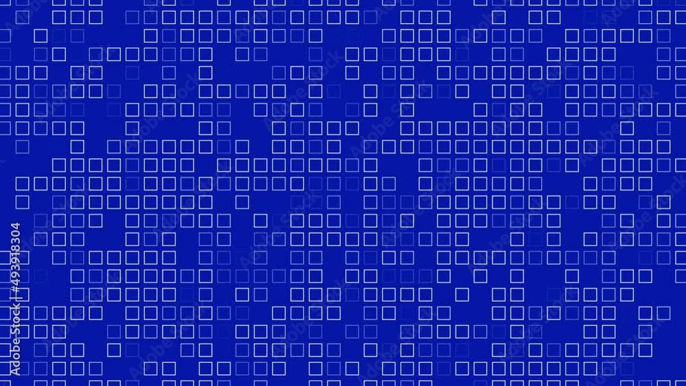 Abstract blue background with moving and glowing square mosaic particles. Seamless loopable animation. Abstract blue background with moving and glowing square mosaic particles. Seamless loopable animation.