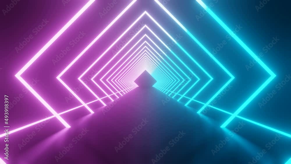 Futuristic Neon Laser light tunnel. neon light abstract background