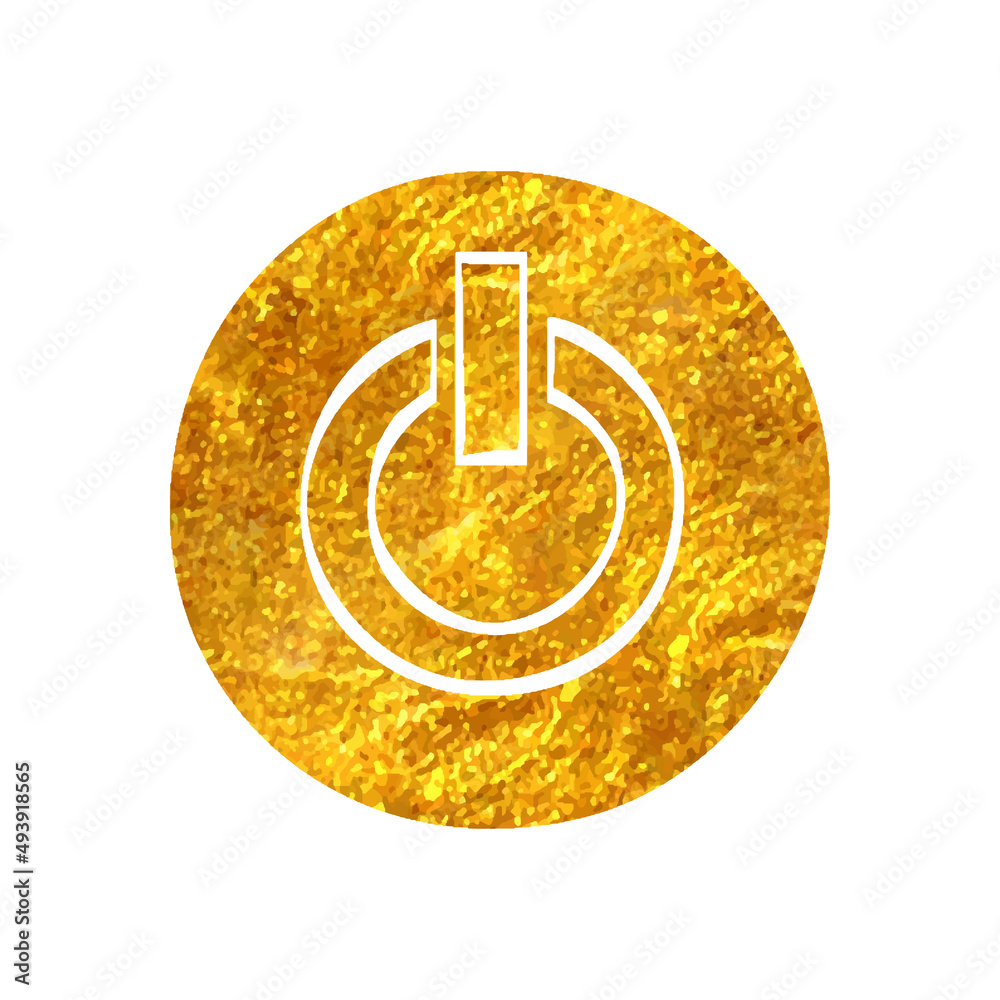 Hand drawn gold foil texture icon Power button Hand drawn gold foil texture icon Power button