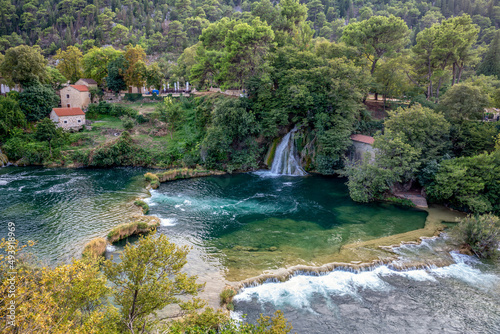 Idyllic view of Skradinski Buk waterfall, Krka National Park, Sibenik-Knin, Croatia photo