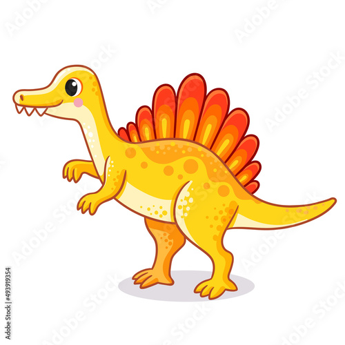 Vector illustration with spinosaurus. cute dinosaur in cartoon style.