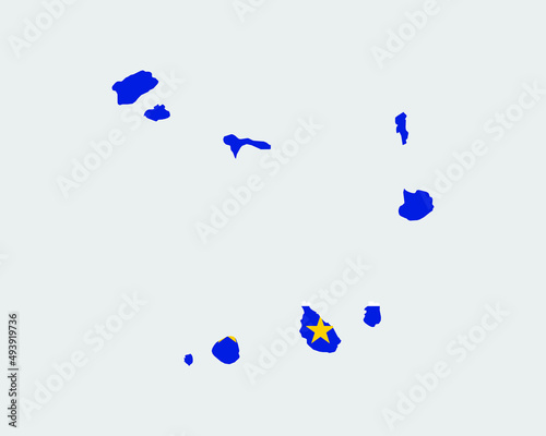 Cape Verde Map Flag. Map of Cabo Verde with the Cape Verdean country flag. Vector Illustration. photo