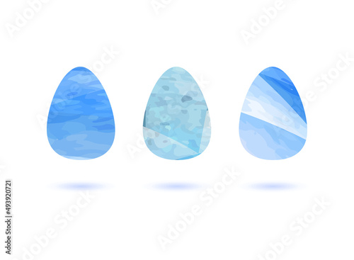 blue easter egg textured vector illustration set