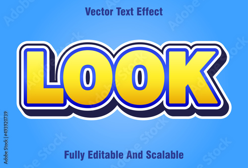 editable look text effect with blue and yellow background.