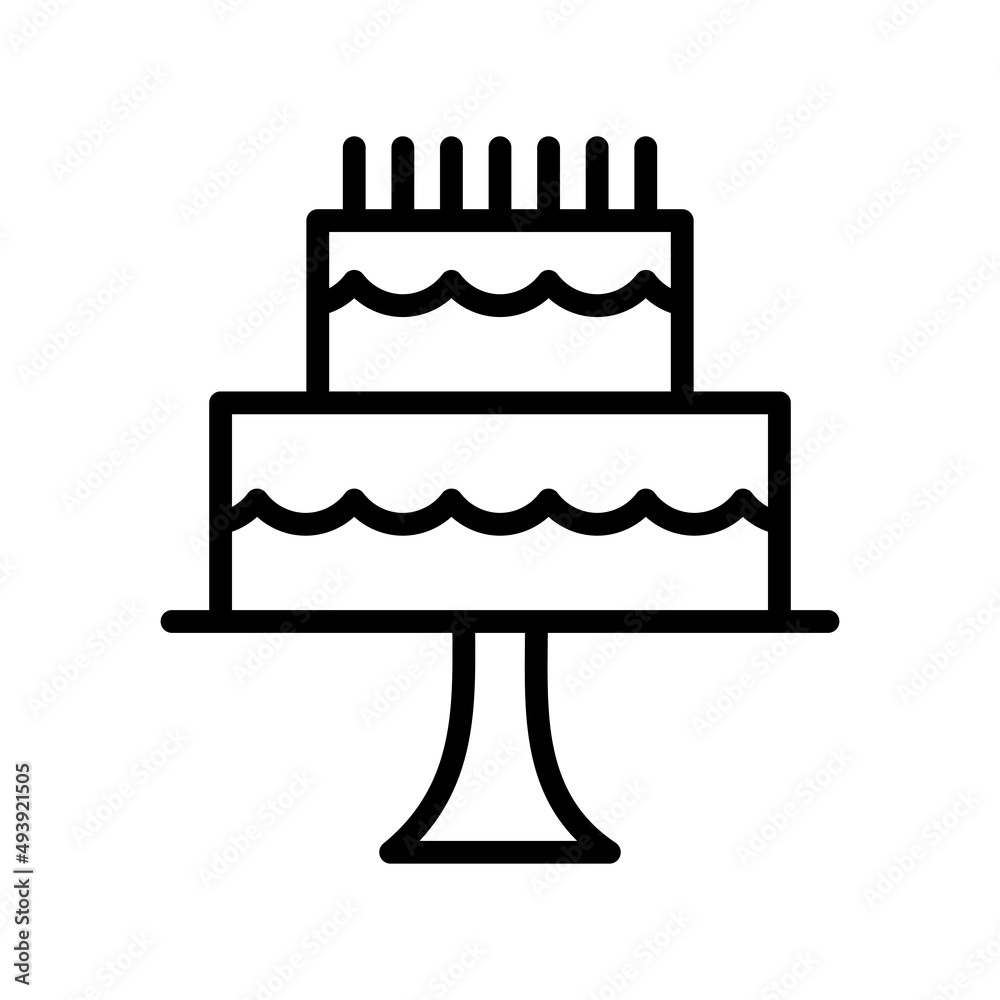 Cake flat line icon. Sweet dessert. Outline sign for mobile concept and web design, store Cake flat line icon. Sweet dessert. Outline sign for mobile concept and web design, store