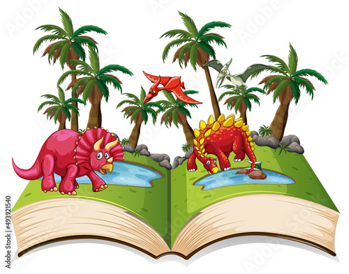 Book of dinosaur in the forest
