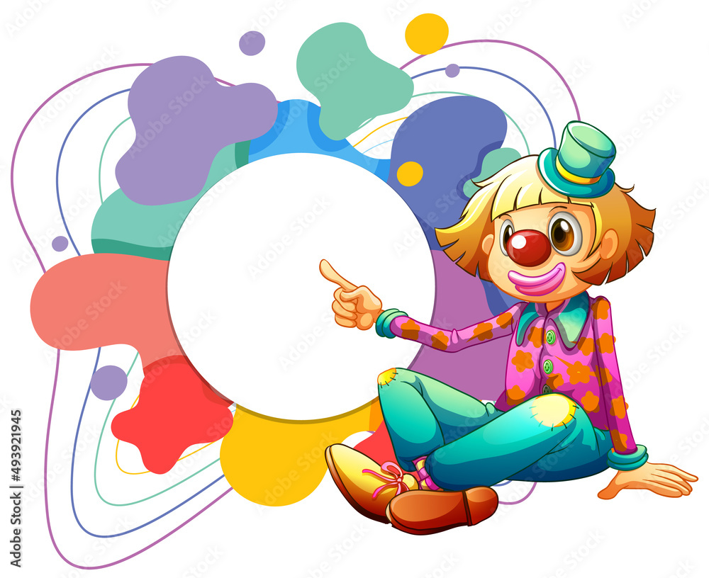 Clown with blank colorful banner Clown with blank colorful banner