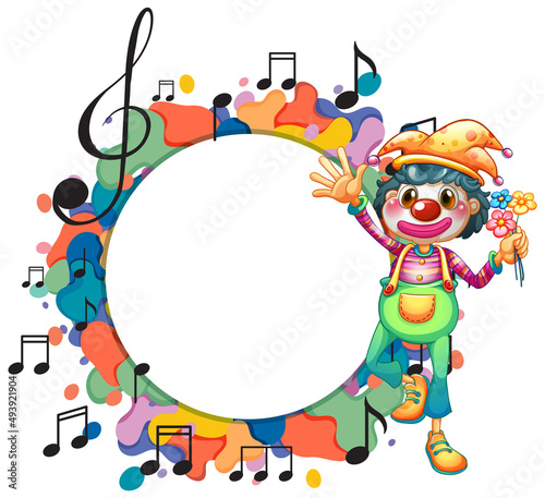 Cute clown with blank music note template
