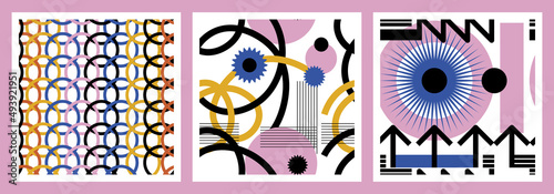 Abstract seamless pattern. Abstract contemporary modern trendy vector illustration. Bauhaus geometric pattern background.