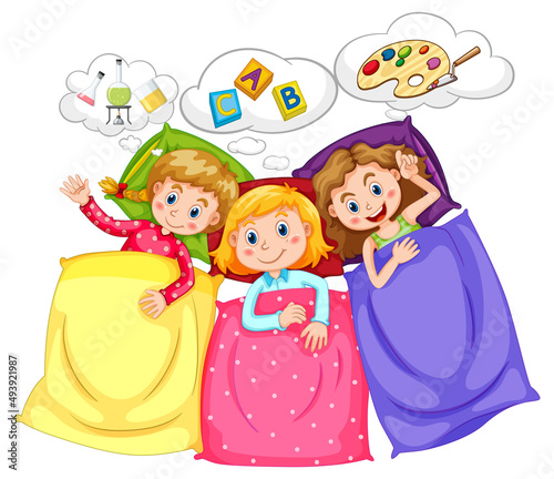 A kids sleeping with speech bubble
