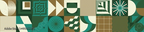 Decorative Abstract Artwork Inspired by Mid Century Graphics Design Made With Vector Geometric Shapes and Forms