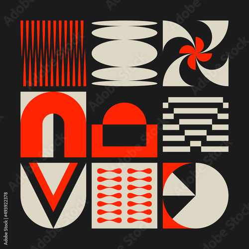 Brutalist Art Inspired Vector Pattern Graphics Made With Bold Abstract Geometric Shapes