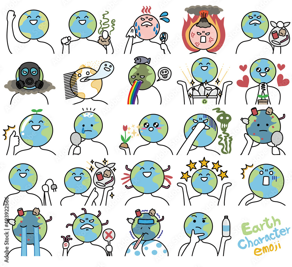 Obraz premium earth character emoji, environmental character, environmental feeling.
