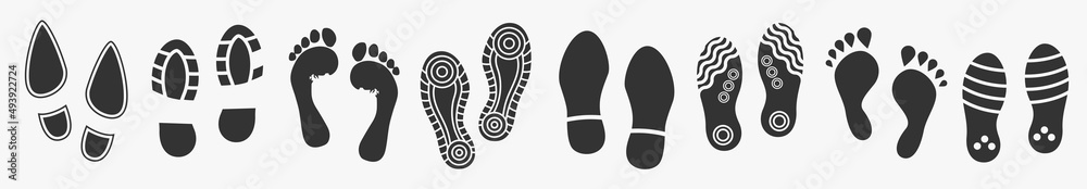 Human footprint big set isolated on white. Vector Human footprint big set isolated on white. Vector
