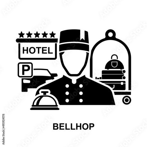 Bellhop icon isolated on white background vector illustration.