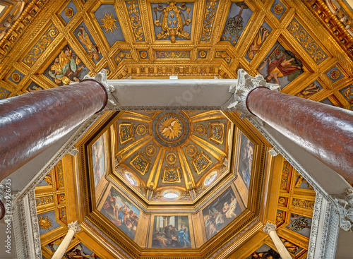 ROME, ITALY - SEPTEMBER 2, 2021: The interior of church San Giovanni in Fonte al Laterano - Battisterio Lateranese. photo