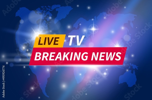 Breaking news background. Tech channel banner, tv show or report headline. Business media broadcast graphics, live streaming exact vector background