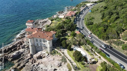 Amazing aerial view of Livorno coastline, Tuscany photo