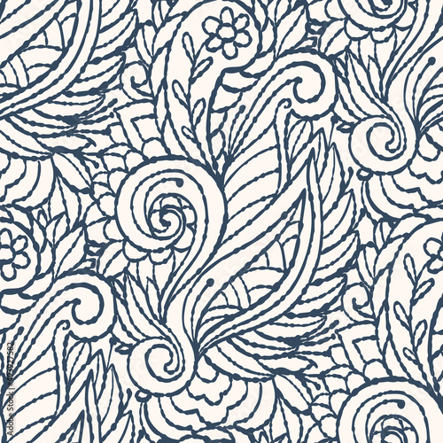 Seamless pattern with monochrome Paisley print © tiff20