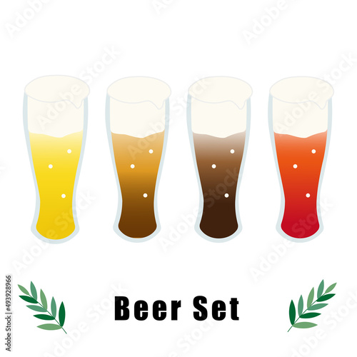 グラスビールのイラストセット