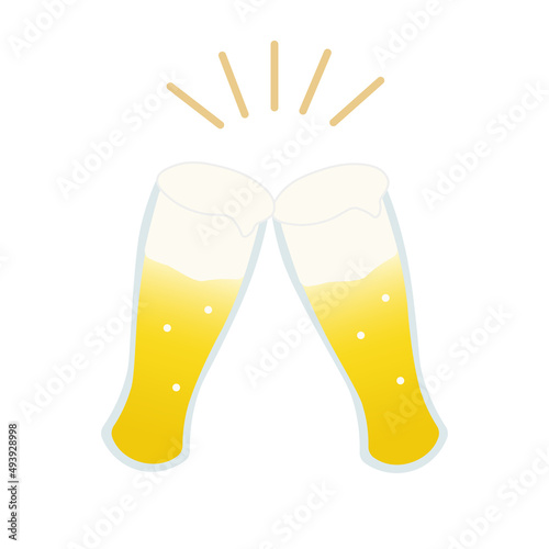 グラスビールで乾杯をするイラスト