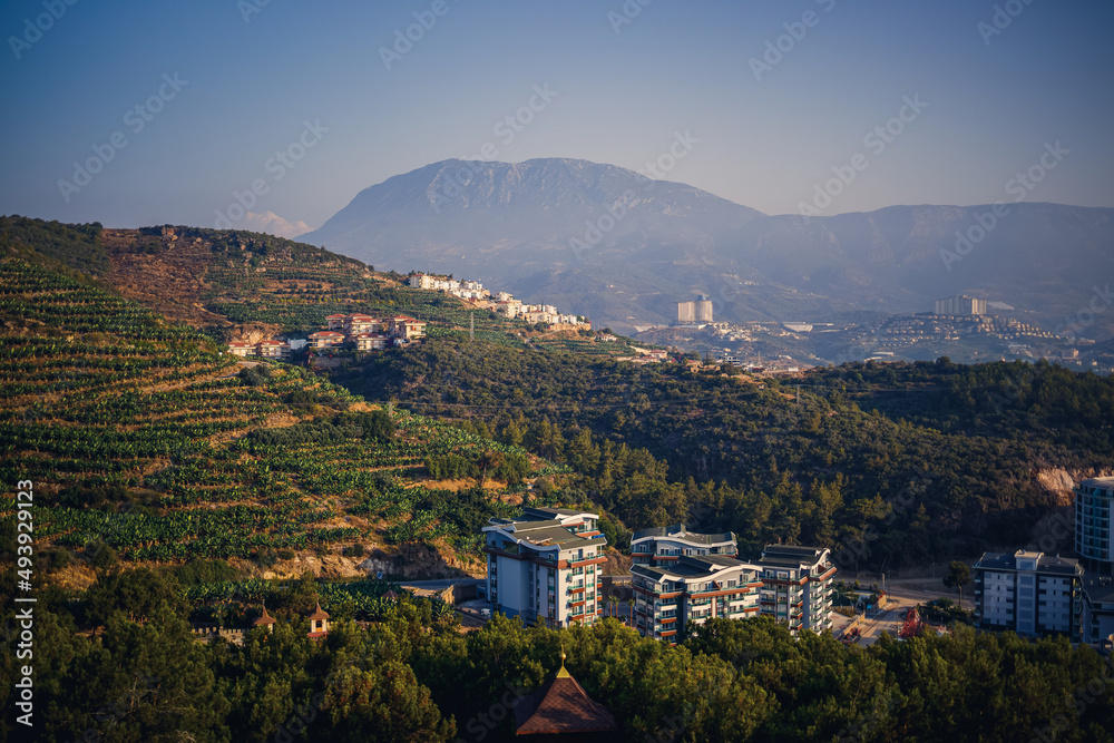 Scenic view of the sunny country, coastline in Turkey, Alanya city