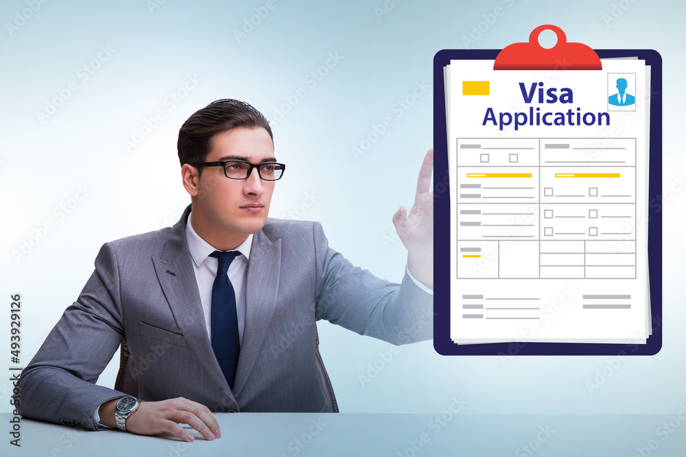 Visa application concept with businessman Visa application concept with businessman
