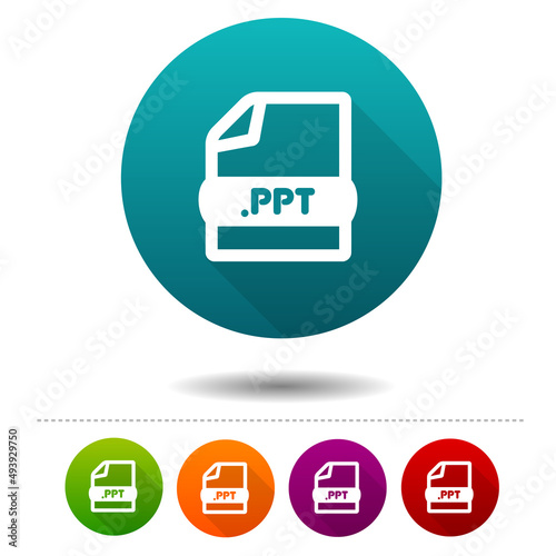 Document file icon. Download PPT symbol sign. Web Button. © PicItUp