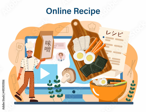 Ramen noodles online service or platform. Traditional Japanese food