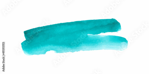 Turquoise watercolor brush. Paint spot on a white background. Vector graphics