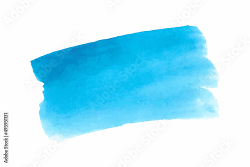 Blue watercolor brush. Paint spot on a white background. Vector graphics