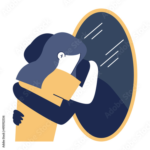 Loneliness or solitude concept. Unhappy person being alone among