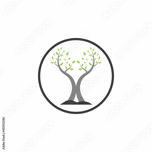 nature tree and antler logo concept design template