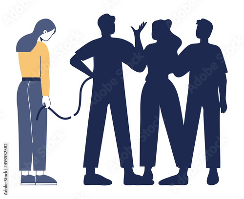 Loneliness or solitude concept. Unhappy person being alone among