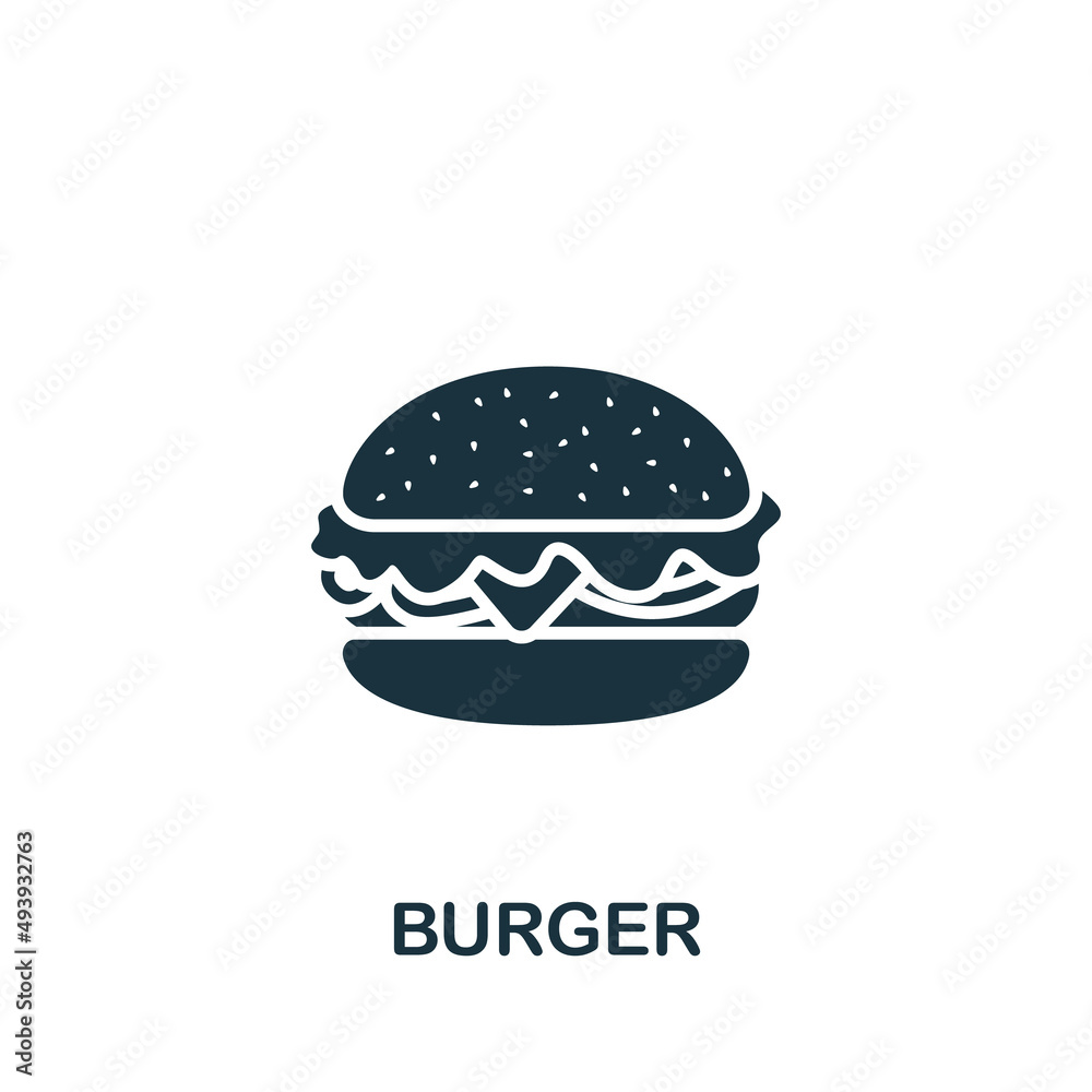 Burger icon. Monochrome simple icon for templates, web design and infographics Burger icon. Monochrome simple icon for templates, web design and infographics