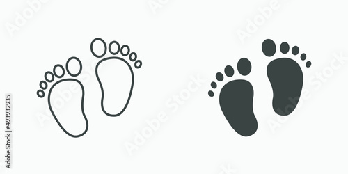 baby feet icon vector set. footprint, newborn, kids feet sign 