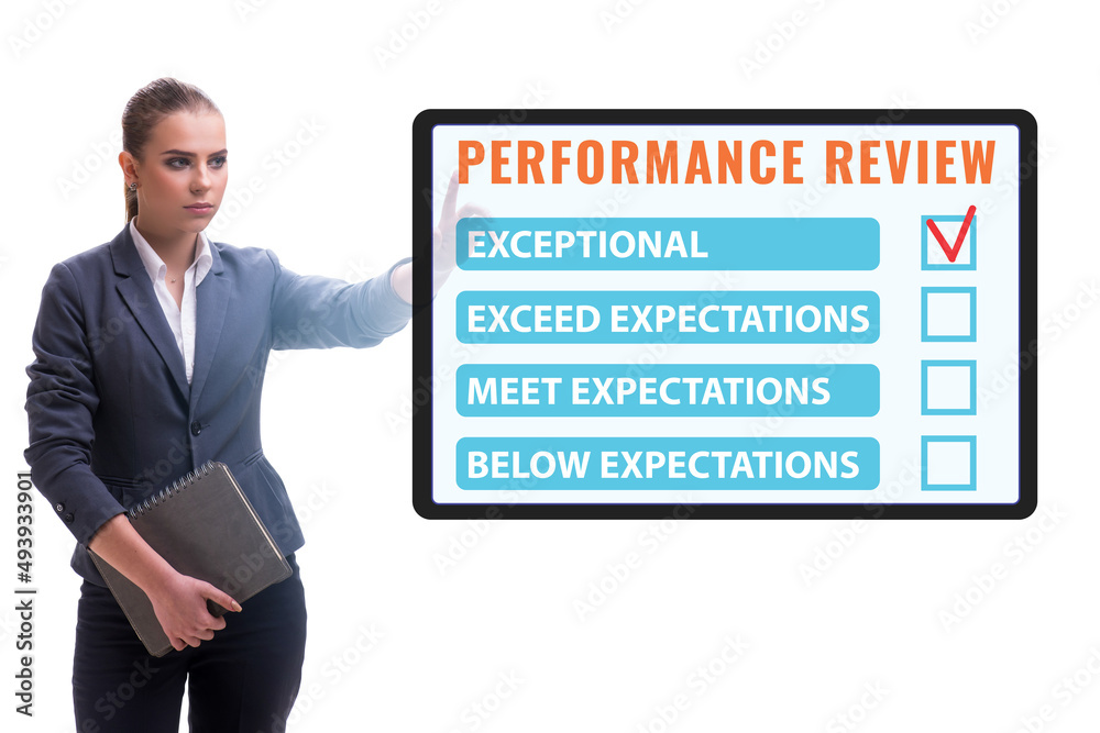 Annual performance review concept with businesswoman Annual performance review concept with businesswoman