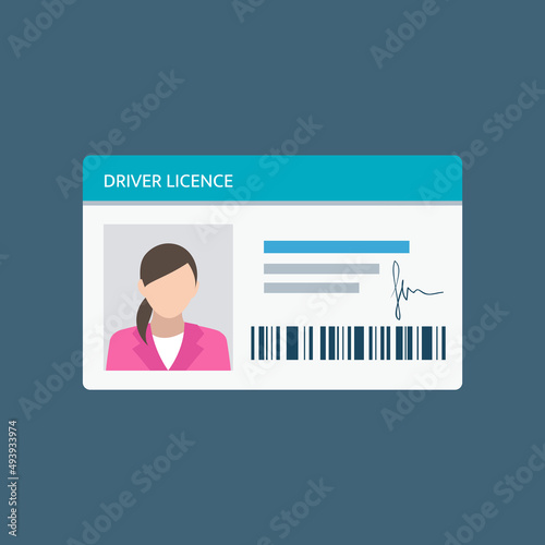Icon driver's license in flat style, identity card. ID card, identification card, identity verification, person data.