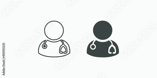 physician with stethoscope, doctor icon vector isolated 