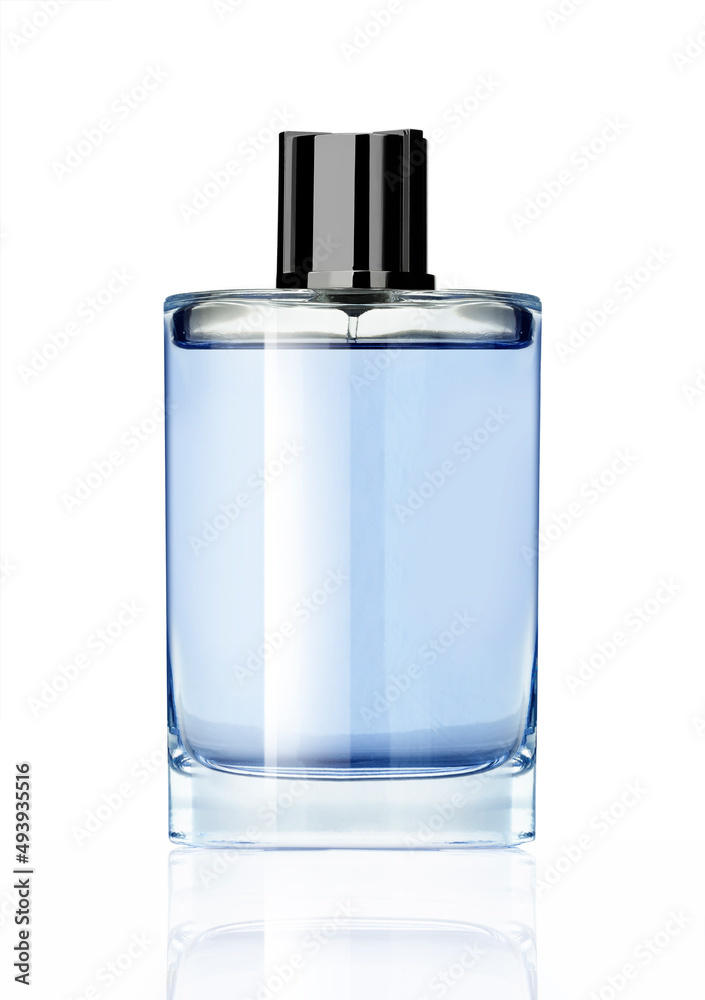 Perfume blue bottle isolated on white background Perfume blue bottle isolated on white background